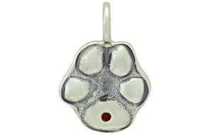 Sterling Silver Pet Paw Print with Garnet by Imprint On My Heart