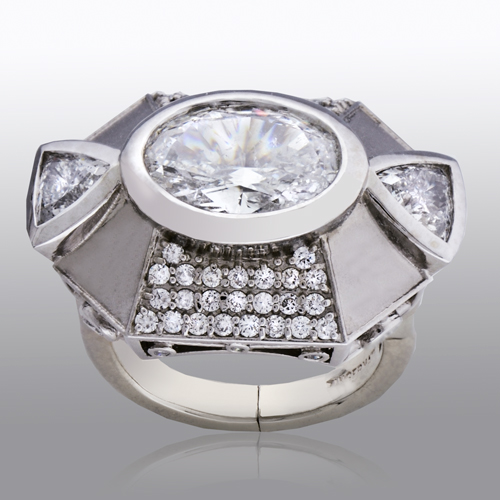 Custom design gold and diamond ring by Richards and West