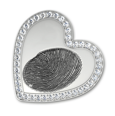 Custom Designed 14k White Gold Large Heart Slider with Diamond Bezel
