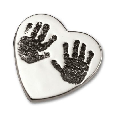 Handprints Heart Slider in Sterling Silver