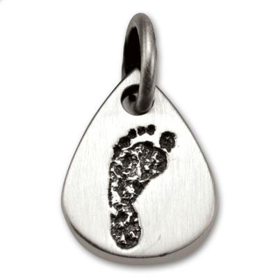 Sterling Silver Baby Footprint Teardrop Pendant