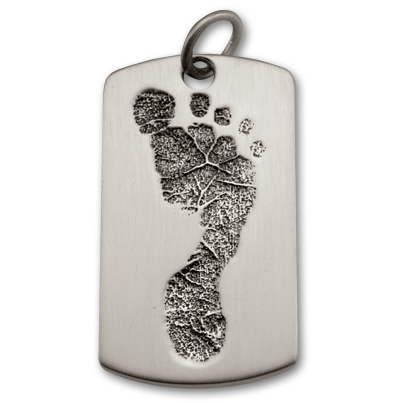 Sterling Silver Military Style Dog Tag with Baby Footprint