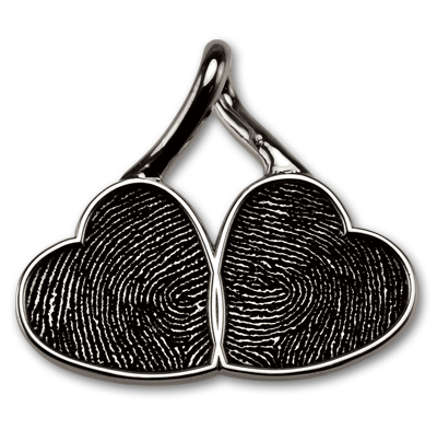 Sterling Silver Two Hearts Connected with a Twisted Rope Loop Bail