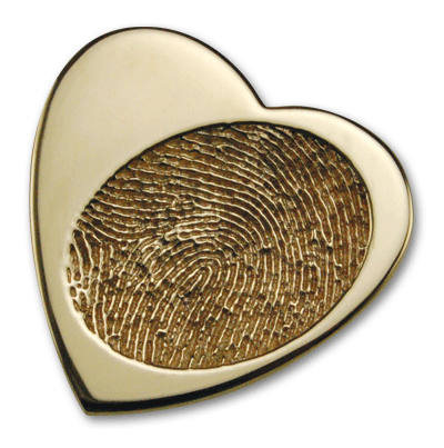 14k Yellow Gold Large Heart Slider with Fingerprint
