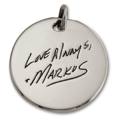 Sterling Silver Large Cirle with Handwritten Love Note