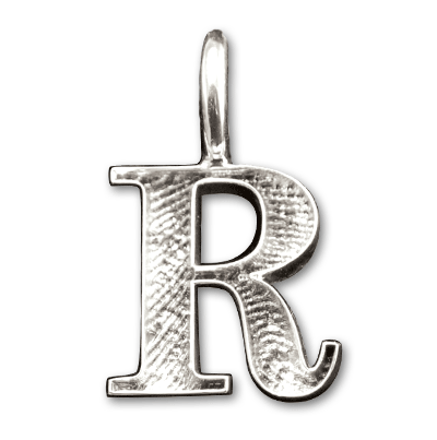 Sterling Silver Medium Script Initial with Fingerprint Inside the Initial