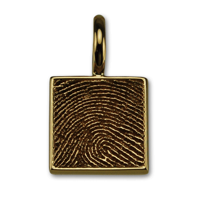 14k Yellow Gold Petite Fingerprint Square Charm