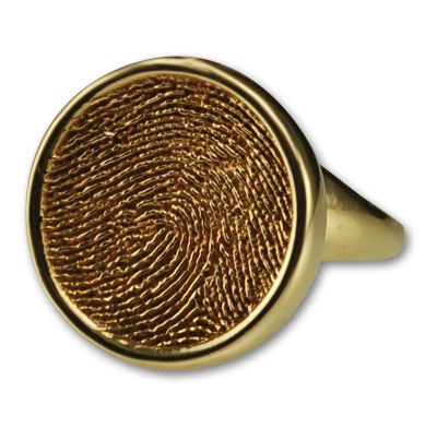 14k Yellow Gold Fingerprint Circle Signet Ring