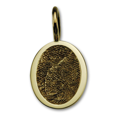 Medium 14k Yellow Gold Fingerprint Oval Pendant