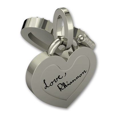 Sterling Silver Large Heart Locket with Personalized Handwriting