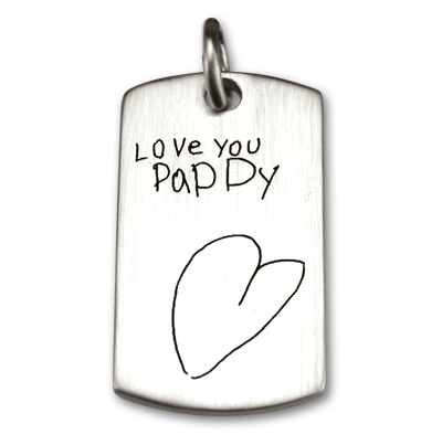 Sterling Silver Dog Tag with Handwritten Note from Daughter to Father