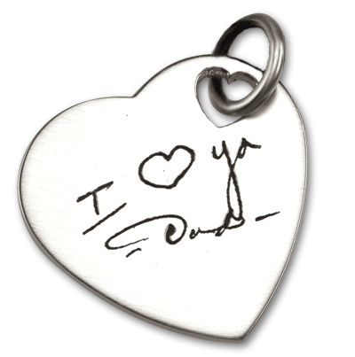 Sterling Silver Handwriting Heart Pendant