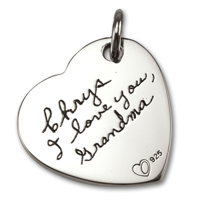 Sterling Silver Large Heart Handwriting Pendant
