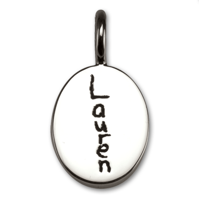 Oval with Child's Handwritten Name in Sterling Silver