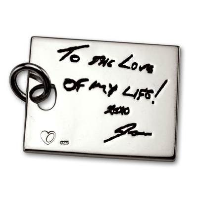 Sterling Silver Love Note to Wife on Rectangle Tag with Fingerprint on Front