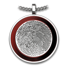 Imprint On My Heart Sterling Silver Large Circle Fingerprint Pendant with Color Bezel
